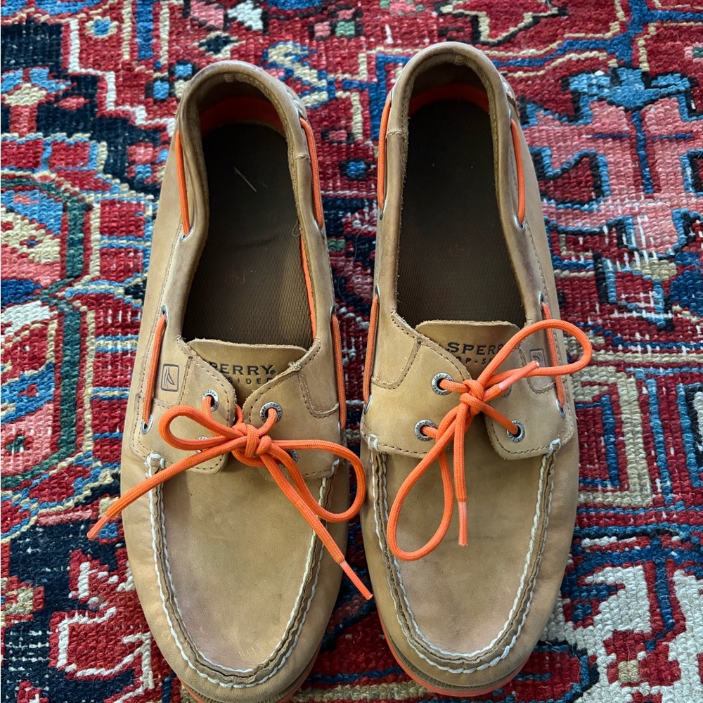 Sperry Men's Tan and Orange Boat Shoes